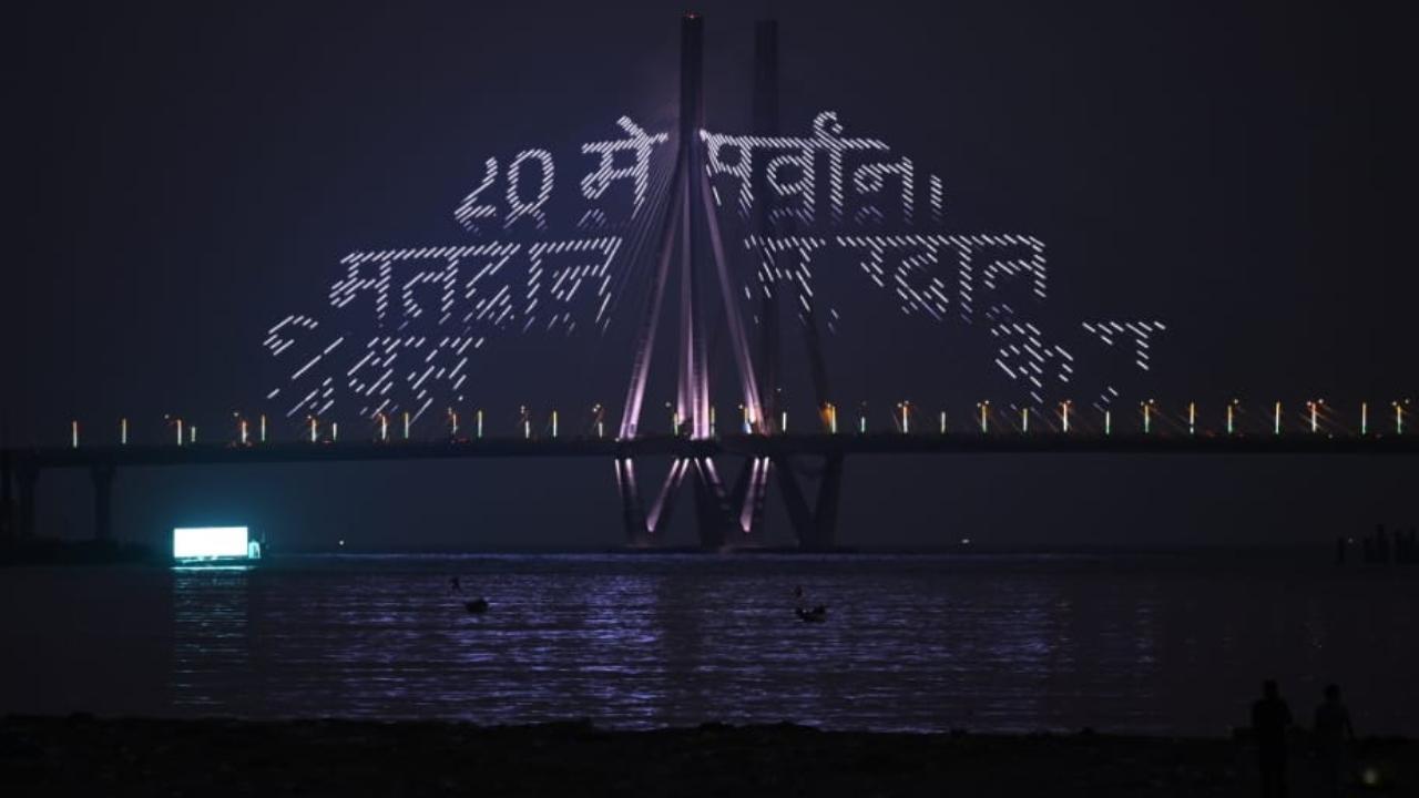 IN PHOTOS: Bandra-Worli Sea Link illuminated ahead of voting in Mumbai on May 20