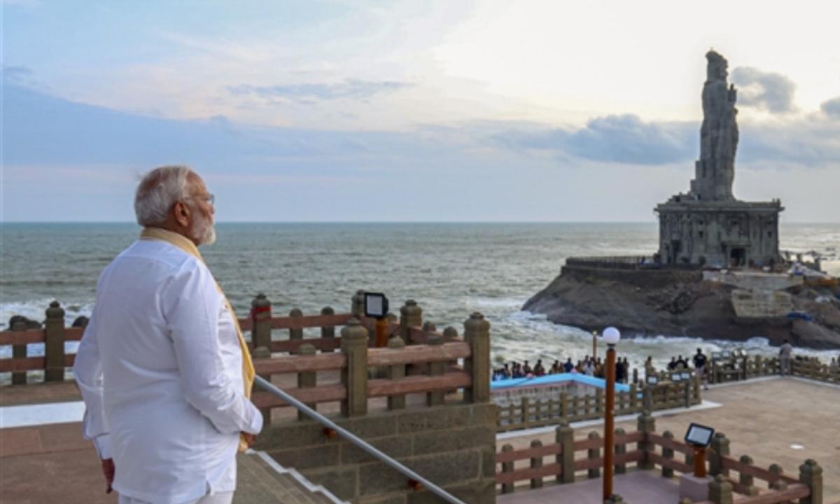 PM Modi arriving at Vivekananda Rock Memorial
