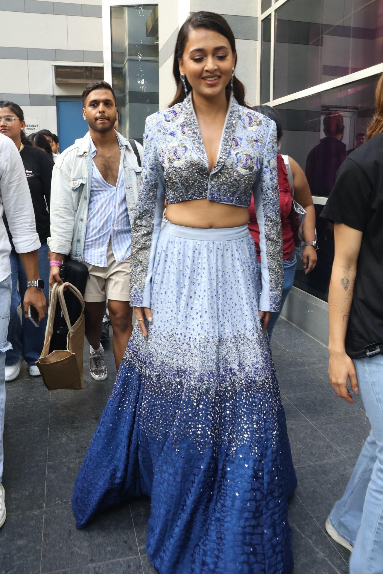 Tejasswi Prakash was glowing in a blue lehenga as she got popped after a shoot in the city