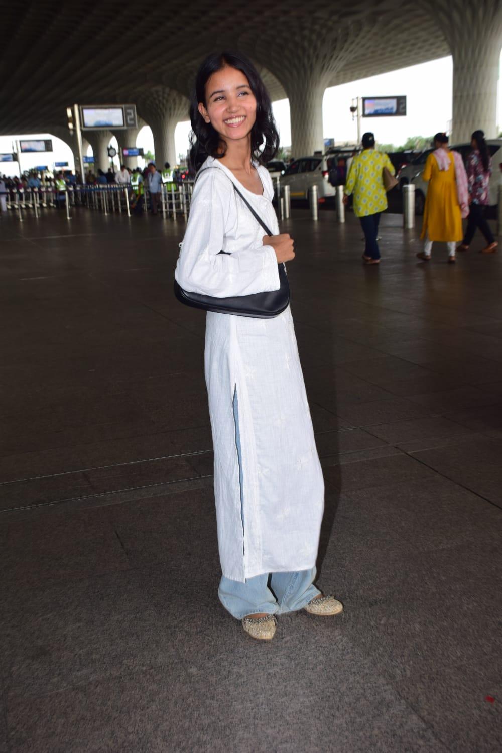 After making a splash at Cannes 2024, Nancy Tyagi arrived at Mumbai airport