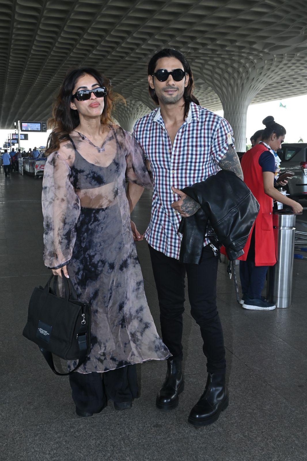 Prateik Babbar was spotted with his love Priya at the Mumbai airport today