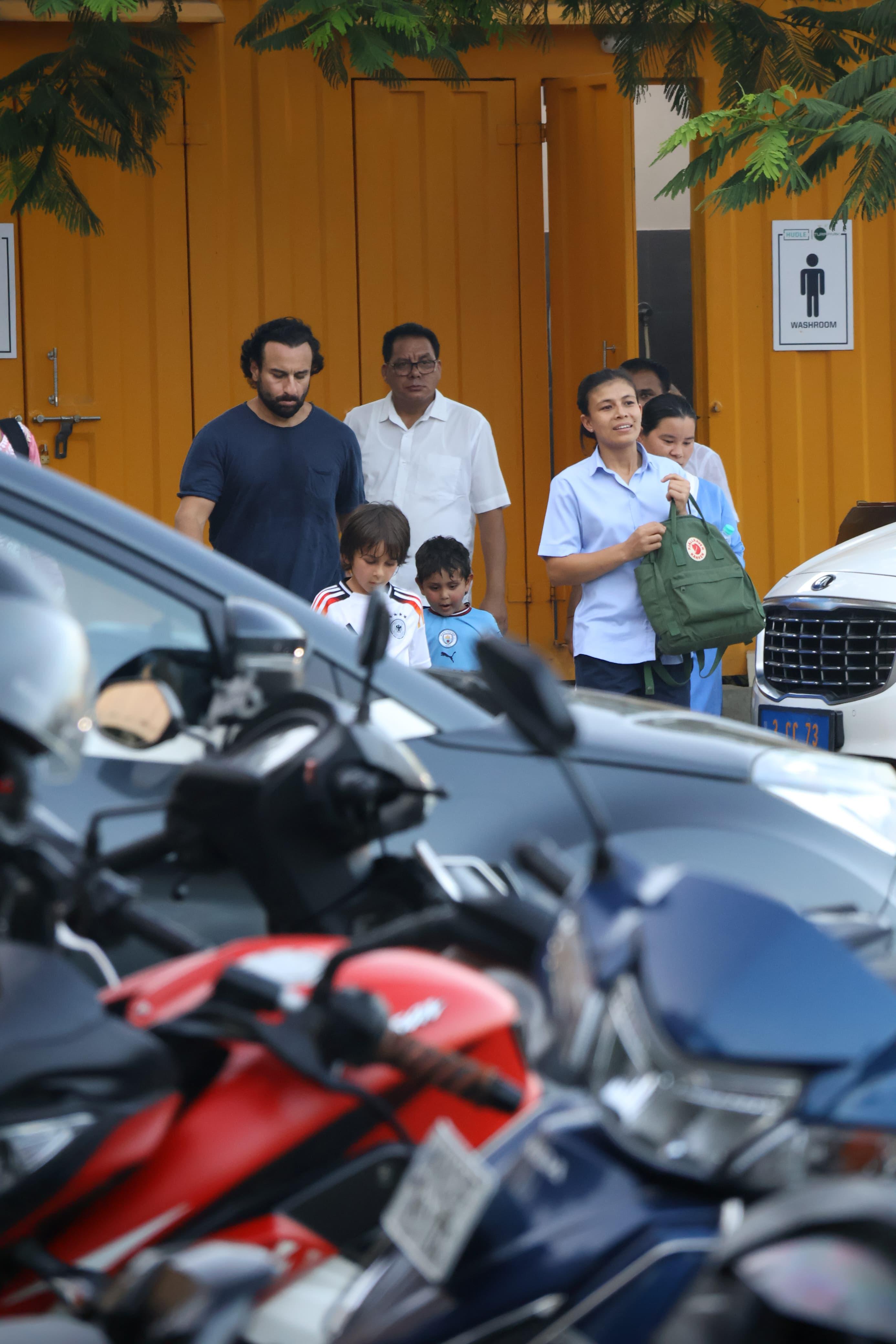 Saif Ali Khan was clicked with his sons Taimur and Jeh Ali Khan