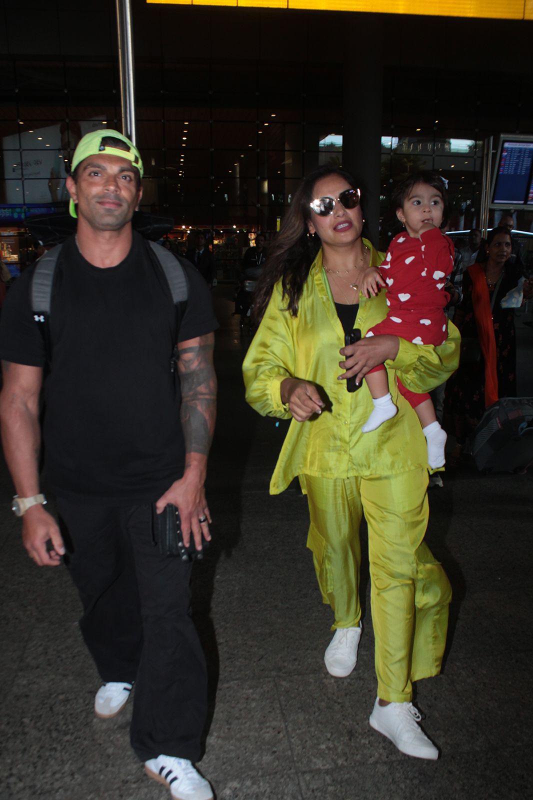 Bipasha Basu and Karan Singh Grover landed in Mumbai with their daughter Devi