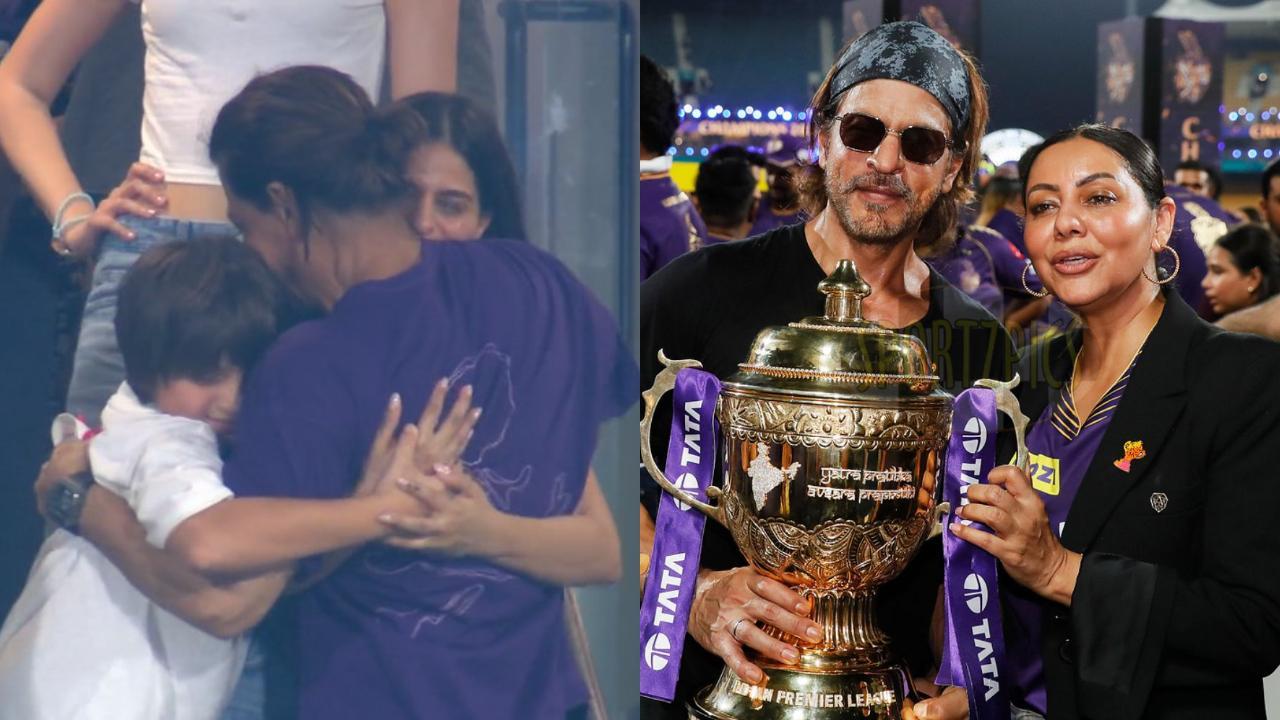 Watch: Emotional Shah Rukh Khan hugs his kids after KKR wins IPL 2024