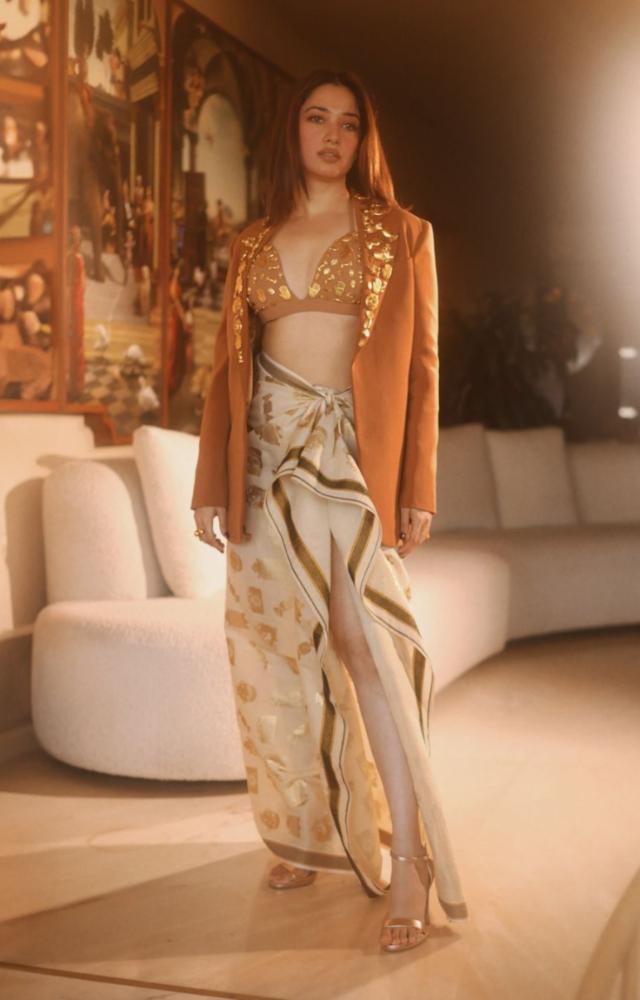 Tamannaah Bhatia was present in Mumbai to promote the Tamil comedy horror film `Aranmanai 4`.
