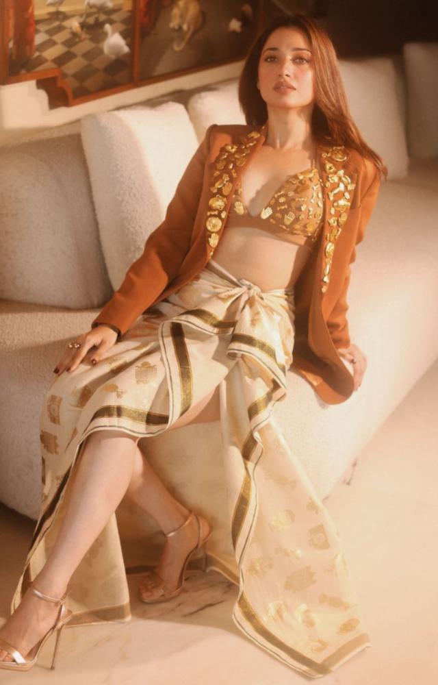 Tamannaah in Rs 1.25 lakh blazer-veshti