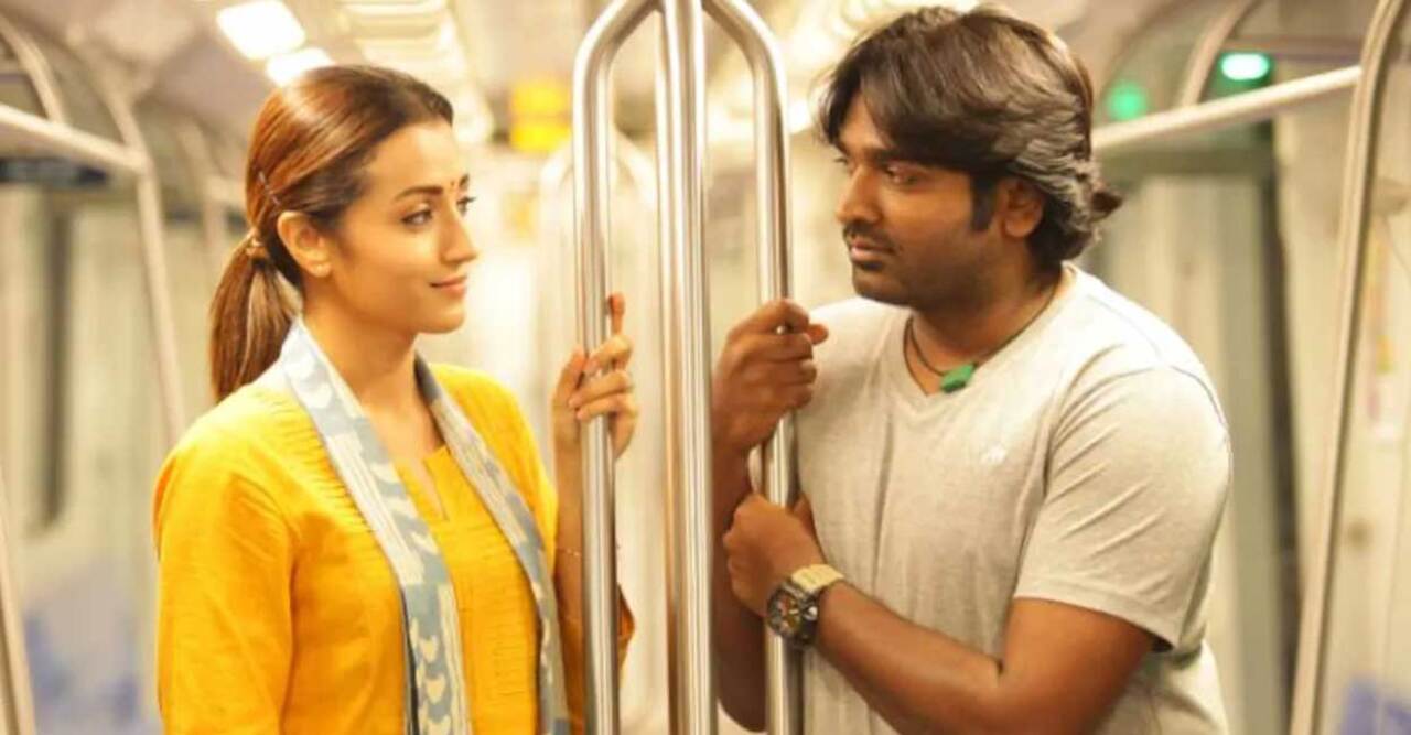 Trisha was paired opposite Vijay Sethupathi in this romantic drama. The film narrates the story of two high school sweethearts who meet at a reunion after 22 years and reminisce about their past