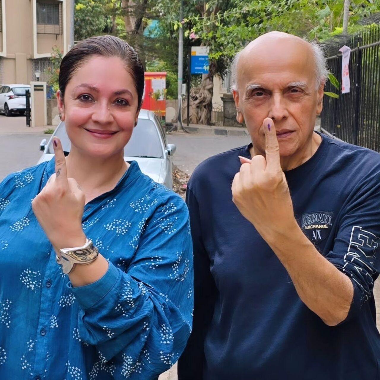 Pooja Bhatt took to Instagram to share a picture of herself and her father Mahesh Bhatt flaunting their inked finger