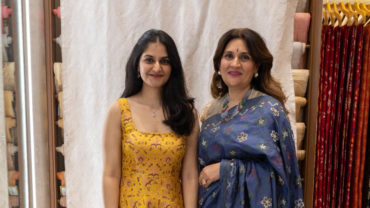 (L-R) Gaurika and Sagarika Rai, the mother-daughter duo behind Banarasi handloom heritage in Mumbai. Pics/Warp `n Weft
