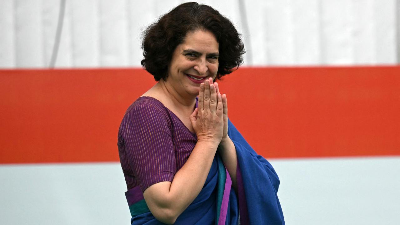 Priyanka Gandhi
Priyanka Gandhi is often spotted wearing suits or sarees. The latter has come to be associated with her style. She usually dons simple yet elegant handlooms with contrasting borders and blouse. (Pics: AFP)