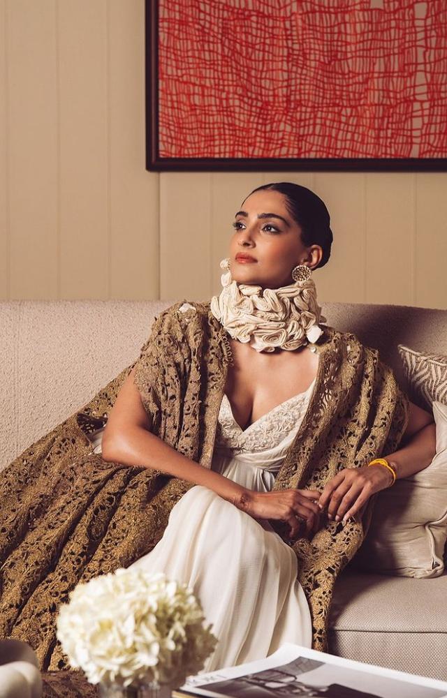 Her sister and celebrity fashion stylist Rhea Kapoor also shared the pictures, revealing that the pieces are from three different collections by Rohit Bal. 