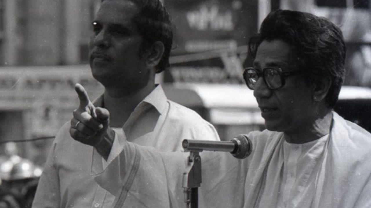 Shiv Sena Supremo Bal Thackeray addressing a rally