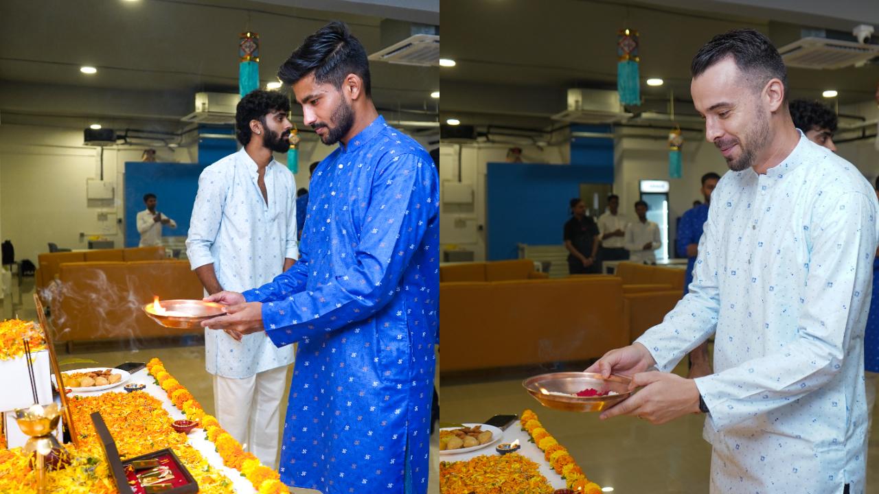 The team enthusiastically participated in the festivities.
