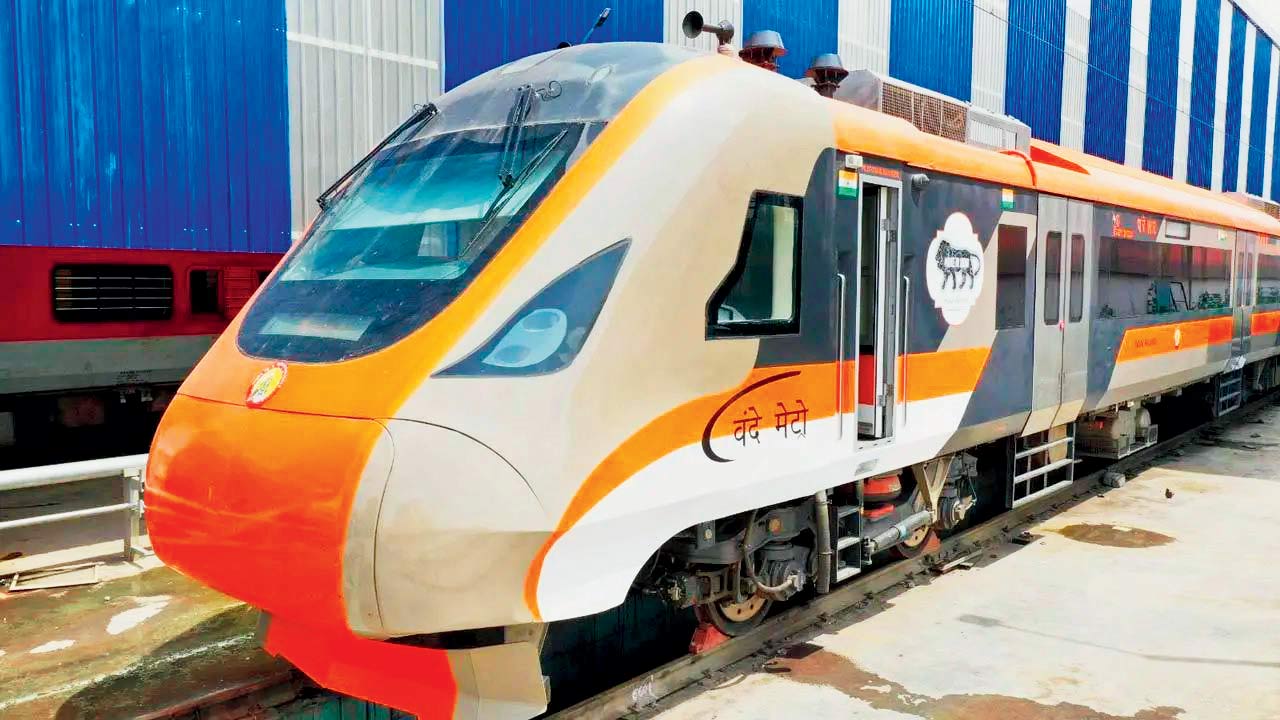 A Vande Metro train which connects Bhuj and Ahmedabad, in Gujarat. File pic