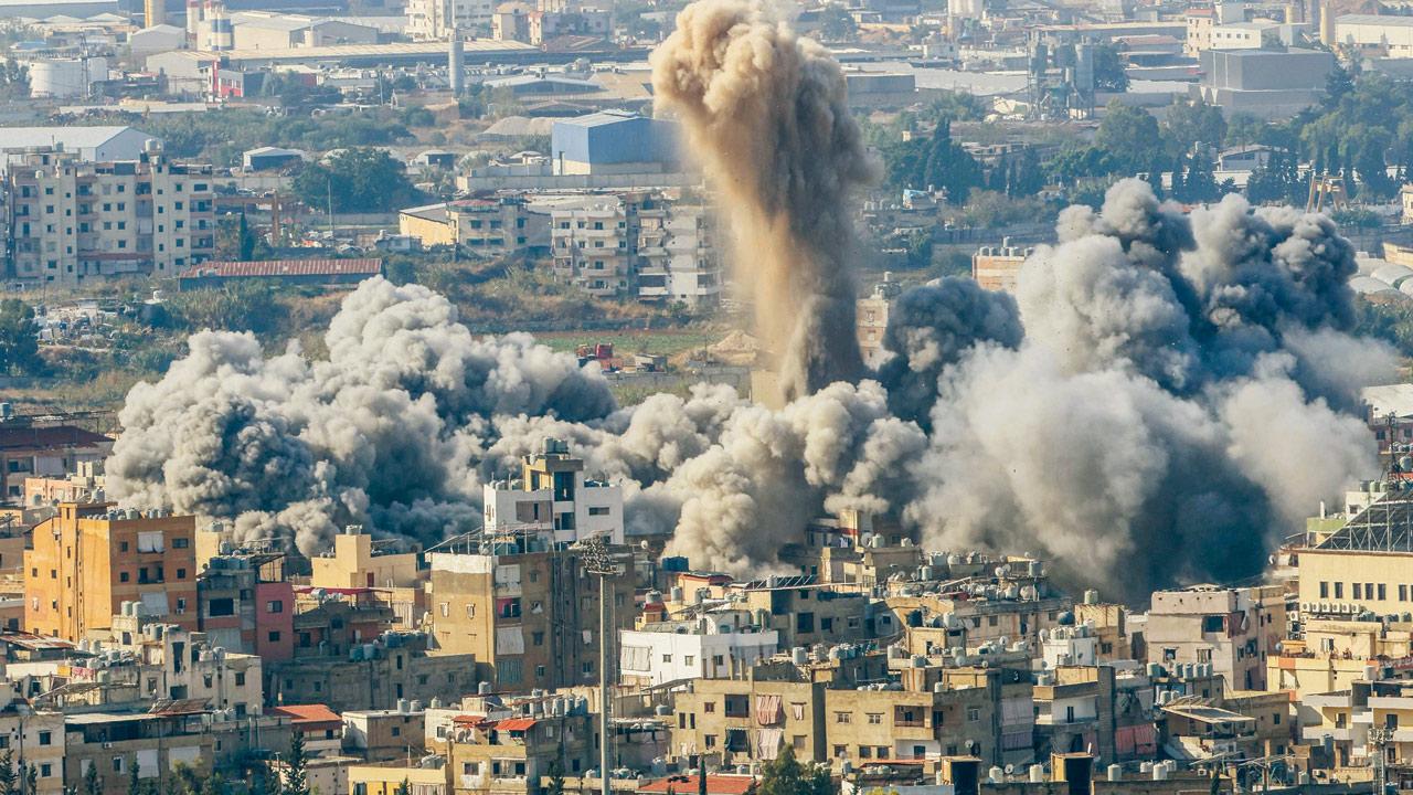 Smoke plumes rise after an airstrike in Beirut. Pic/AFP