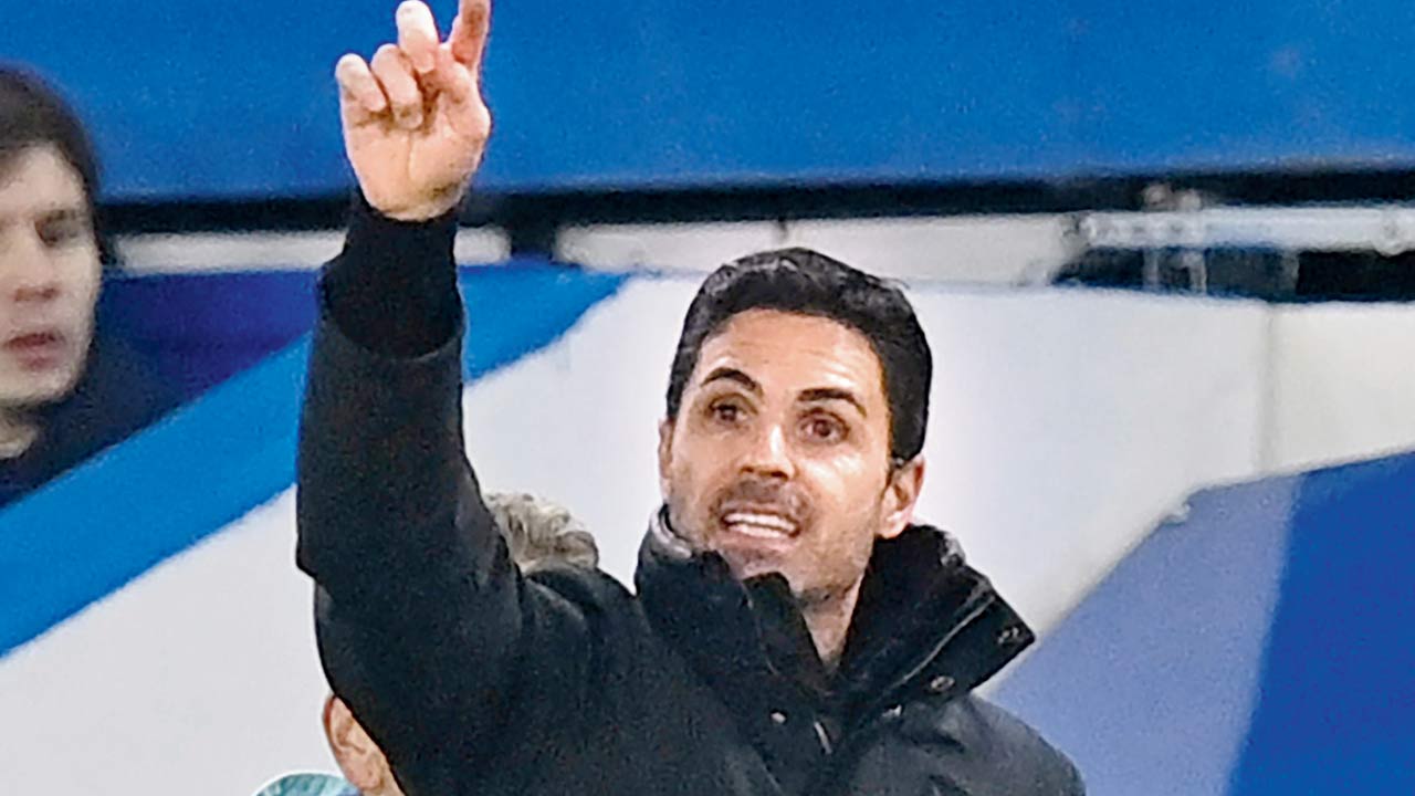 Arsenal manager Mikel Arteta during the 1-1 draw against Chelsea on Sunday. Pics/AFP