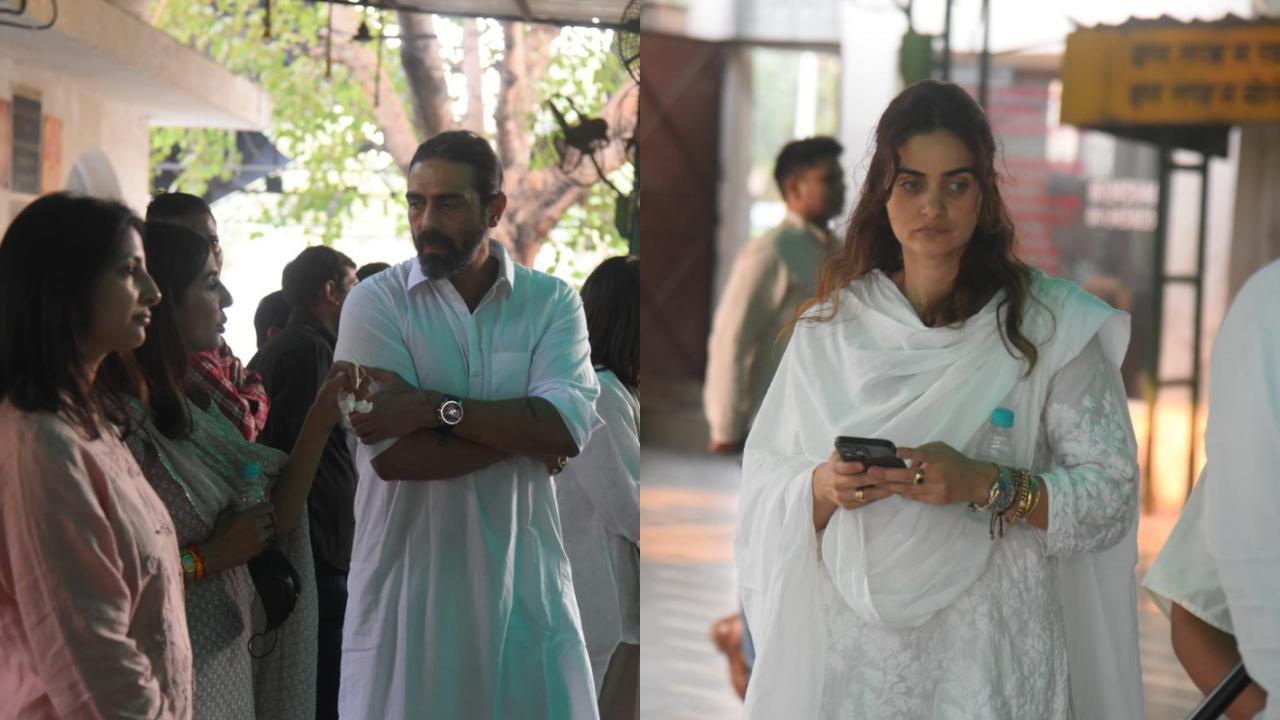 Arjun Rampal attends close friend Rohit Bal’s funeral with Gabriella Demetriades