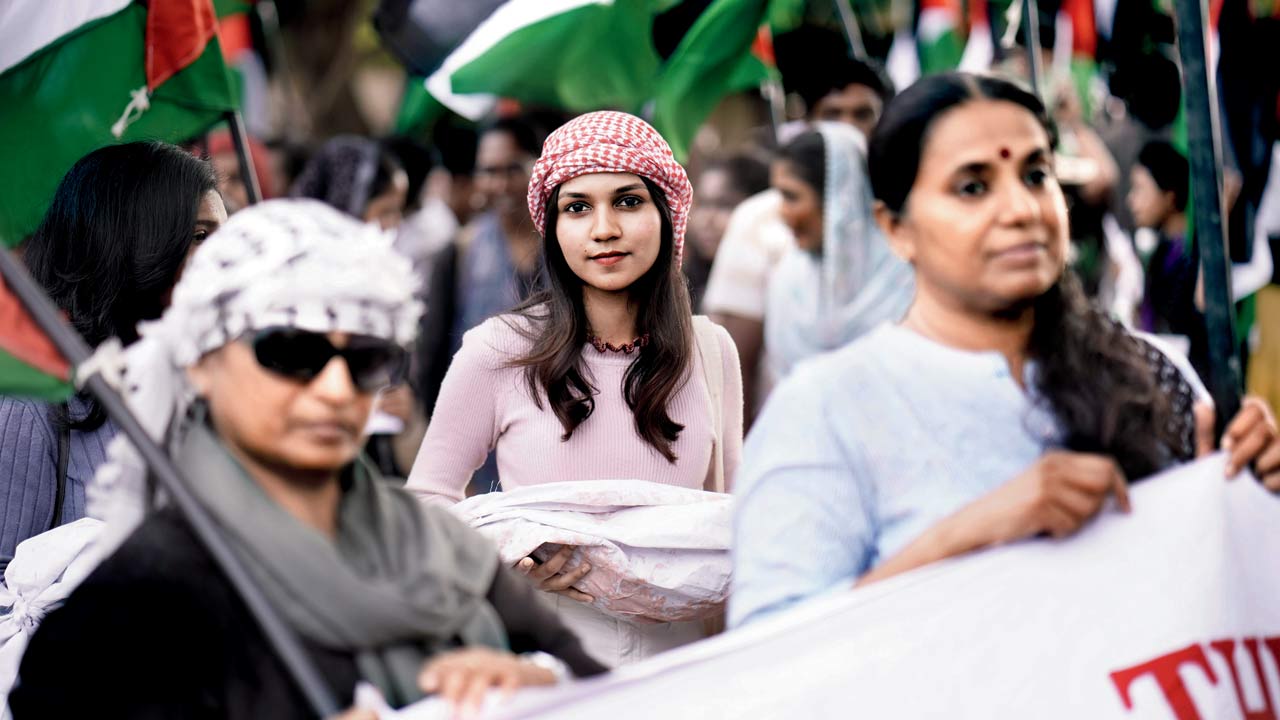 A pro-Palestine protest at Puducherry in November last year