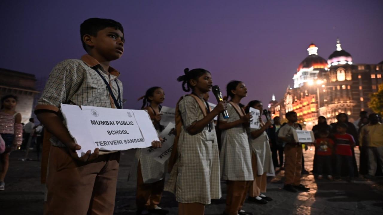 On Saturday, students were also roped in the voter awareness programme. The students held placards and sang songs related to election  