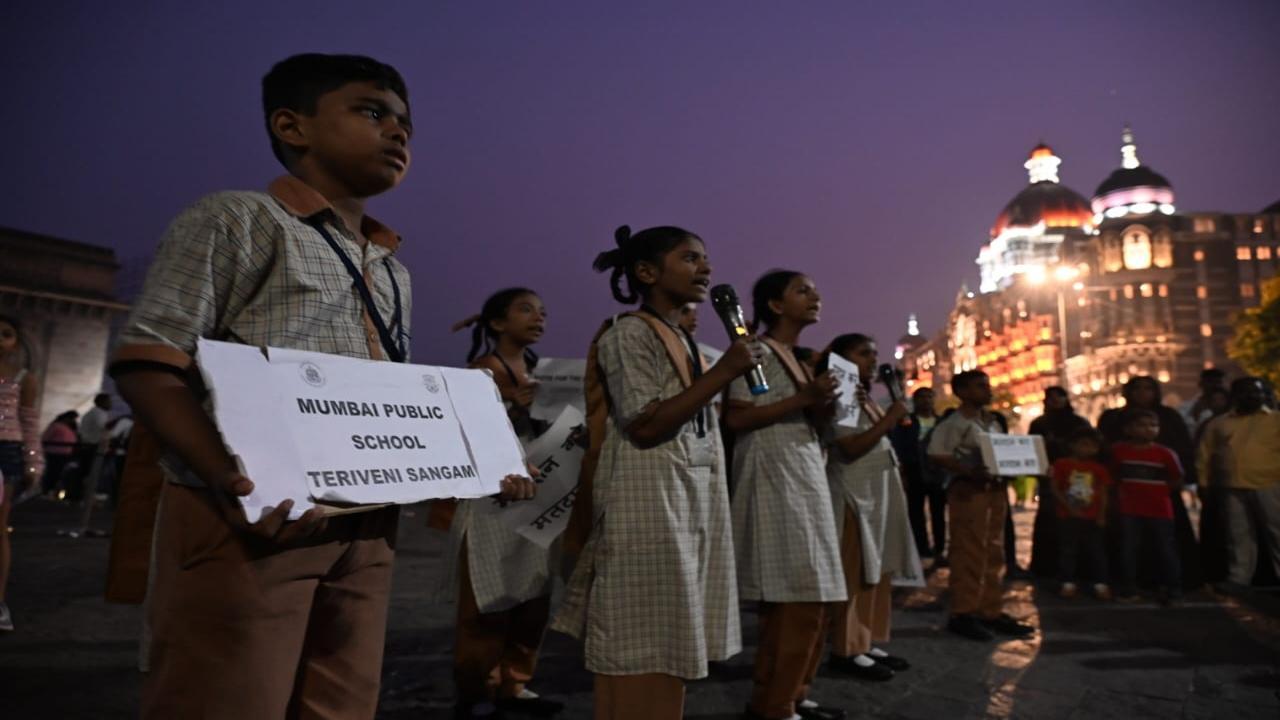 IN PHOTOS: School students urge Mumbaikars to vote in Maharashtra Assembly polls