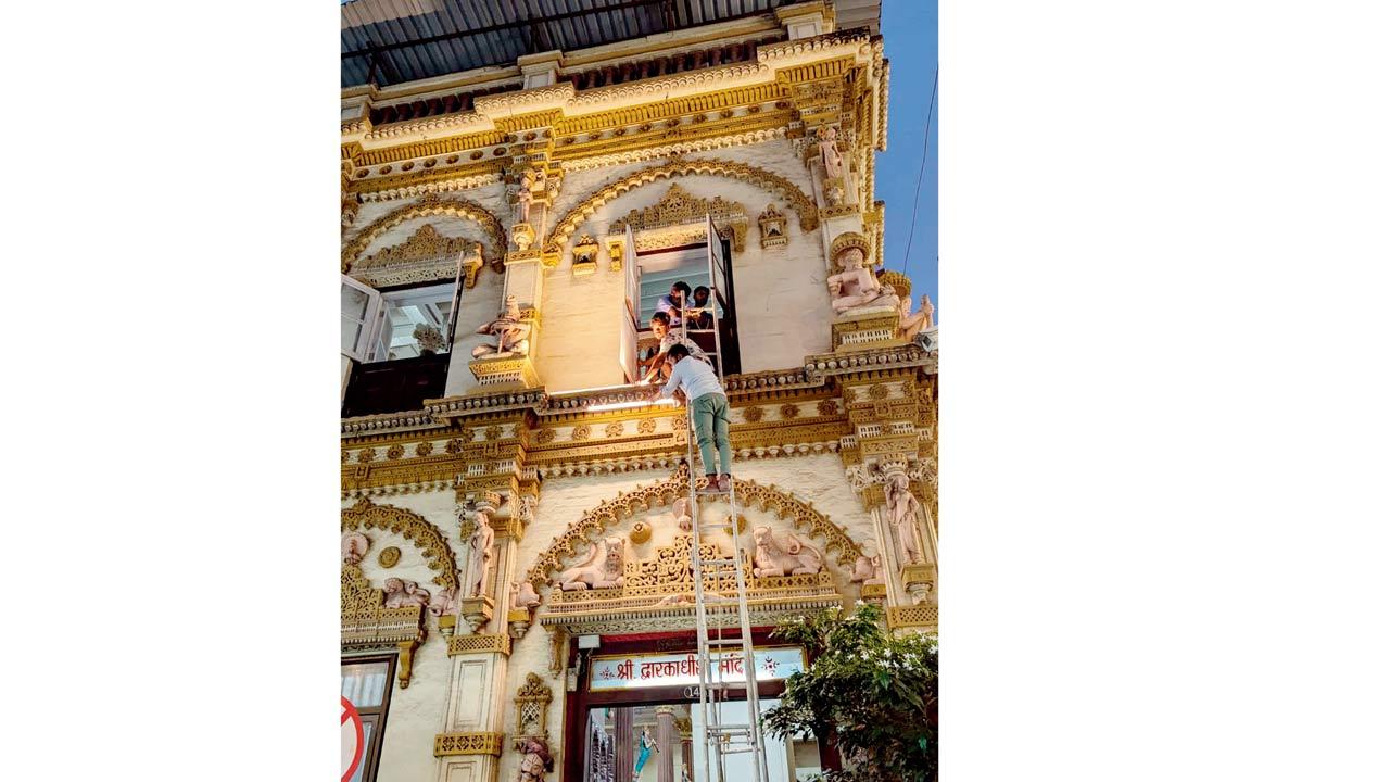 Restoration team members at work. Pic/Dhruti Vaidya