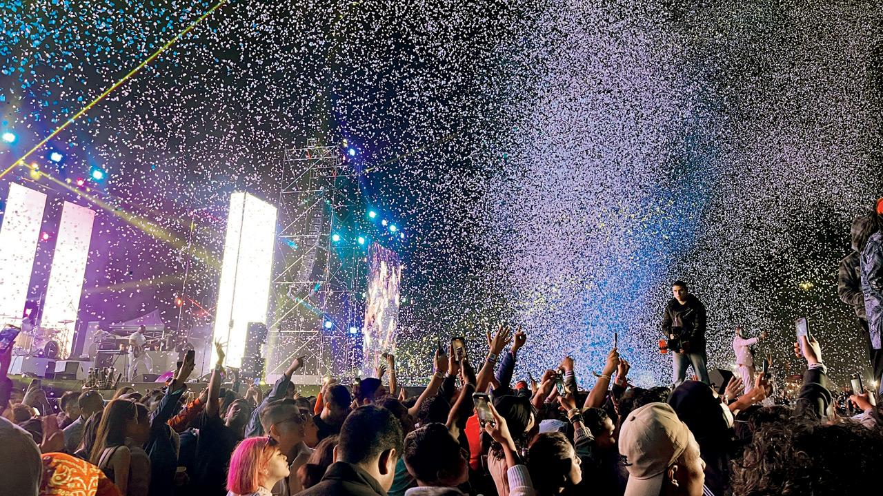 Confetti fills the air at the festival