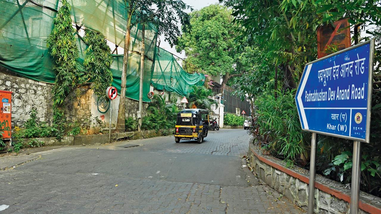 An unpainted road hump on Padma Bhushan Dev Anand Road at Pali Hill in Bandra West. Pics/Ashish Raje