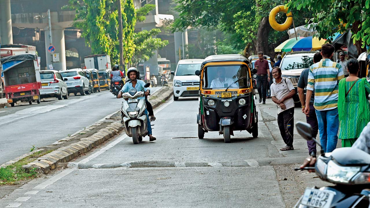 A road hump on the service road near the Nesco Colony