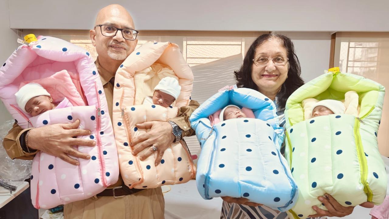 Holy Family Hospital in Bandra delivers quadruplet girls through IVF