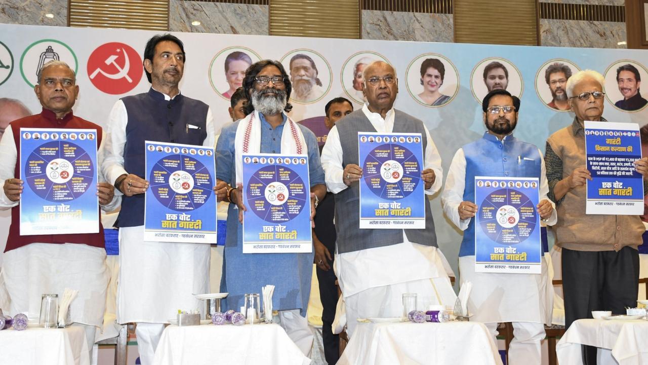 Jharkhand polls: INDIA bloc promises 10 lakh jobs, Rs 15 lakh health cover for poor in manifesto