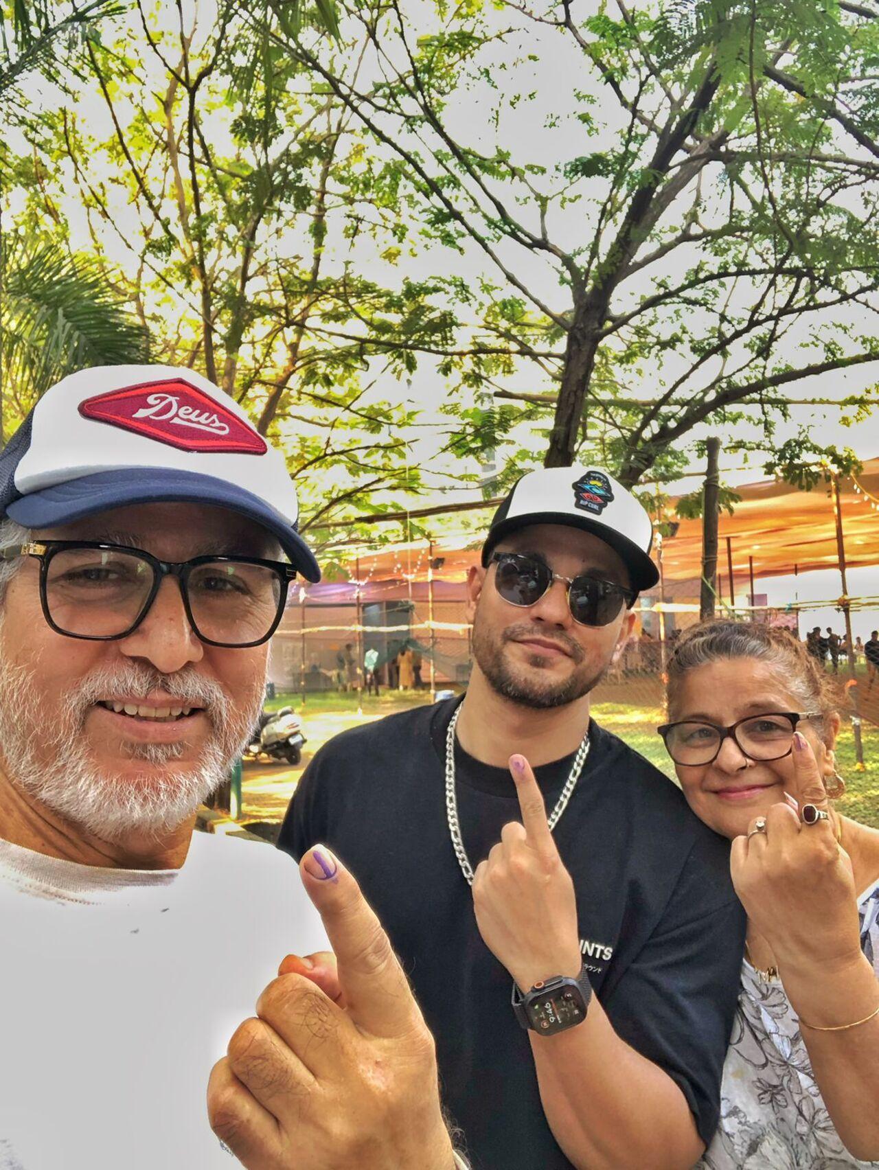 Actor-filmmaker Kunal Kemmu went to vote with his parents.