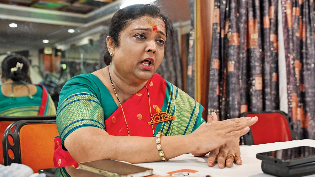 Manisha Waikar, Shiv Sena (Eknath Shinde) candidate for Jogeshwari East. Pics/Anurag Ahire