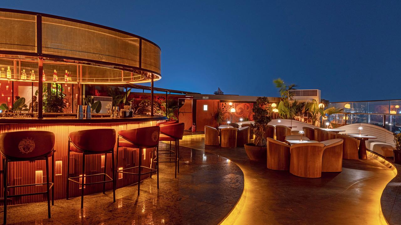 The rooftop bar at the restaurant in Santacruz