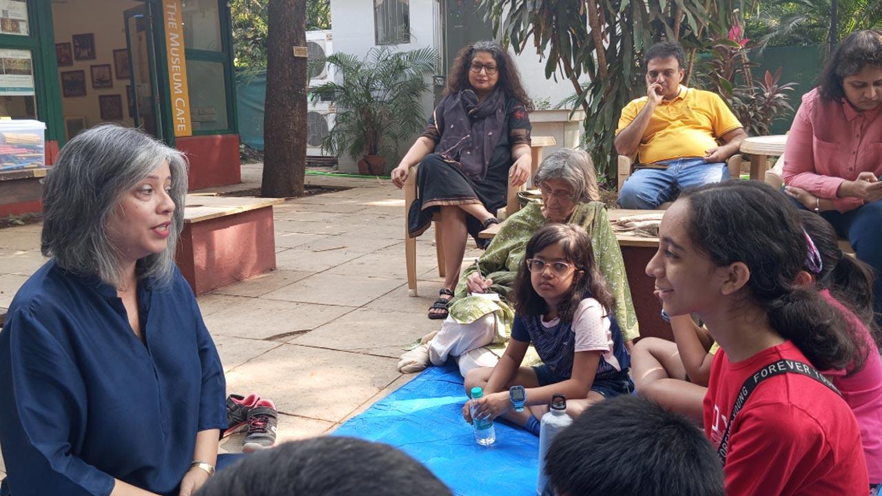 Priya Aga- Priya Aga with children at a previous storytelling session