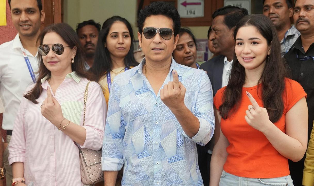 Maharashtra elections 2024: Sachin Tendulkar, wife, daughter cast vote