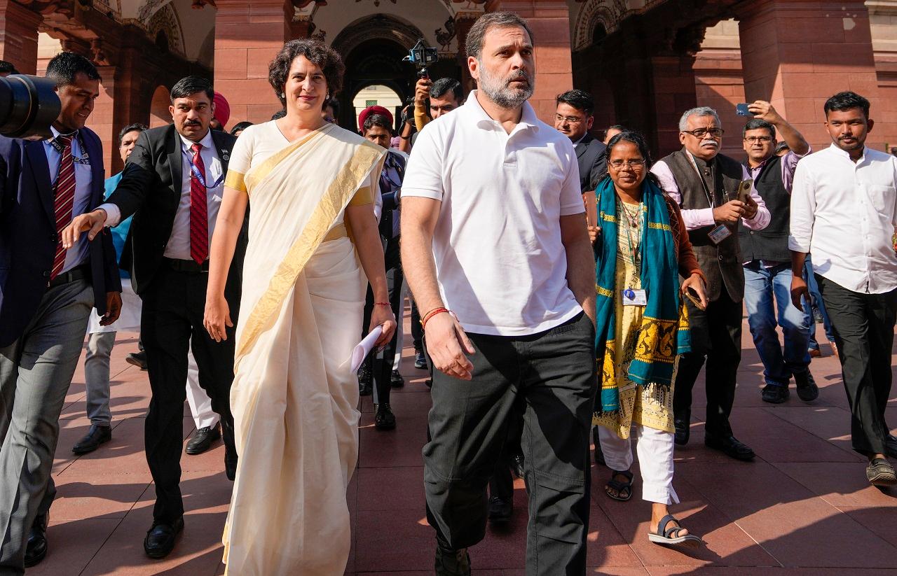 Congress MPs earlier met at the CPP office in the Parliament premises where Priyanka Gandhi was greeted and congratulated by leaders