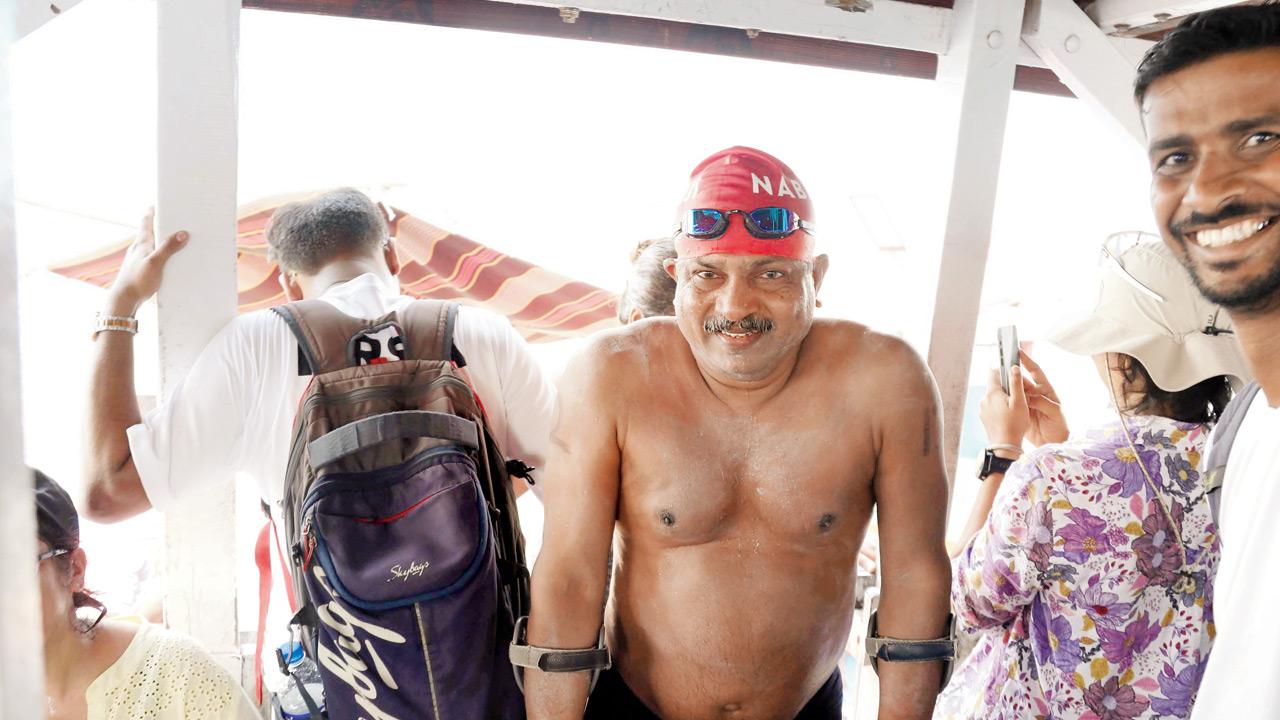 Kumbhar after the swim 