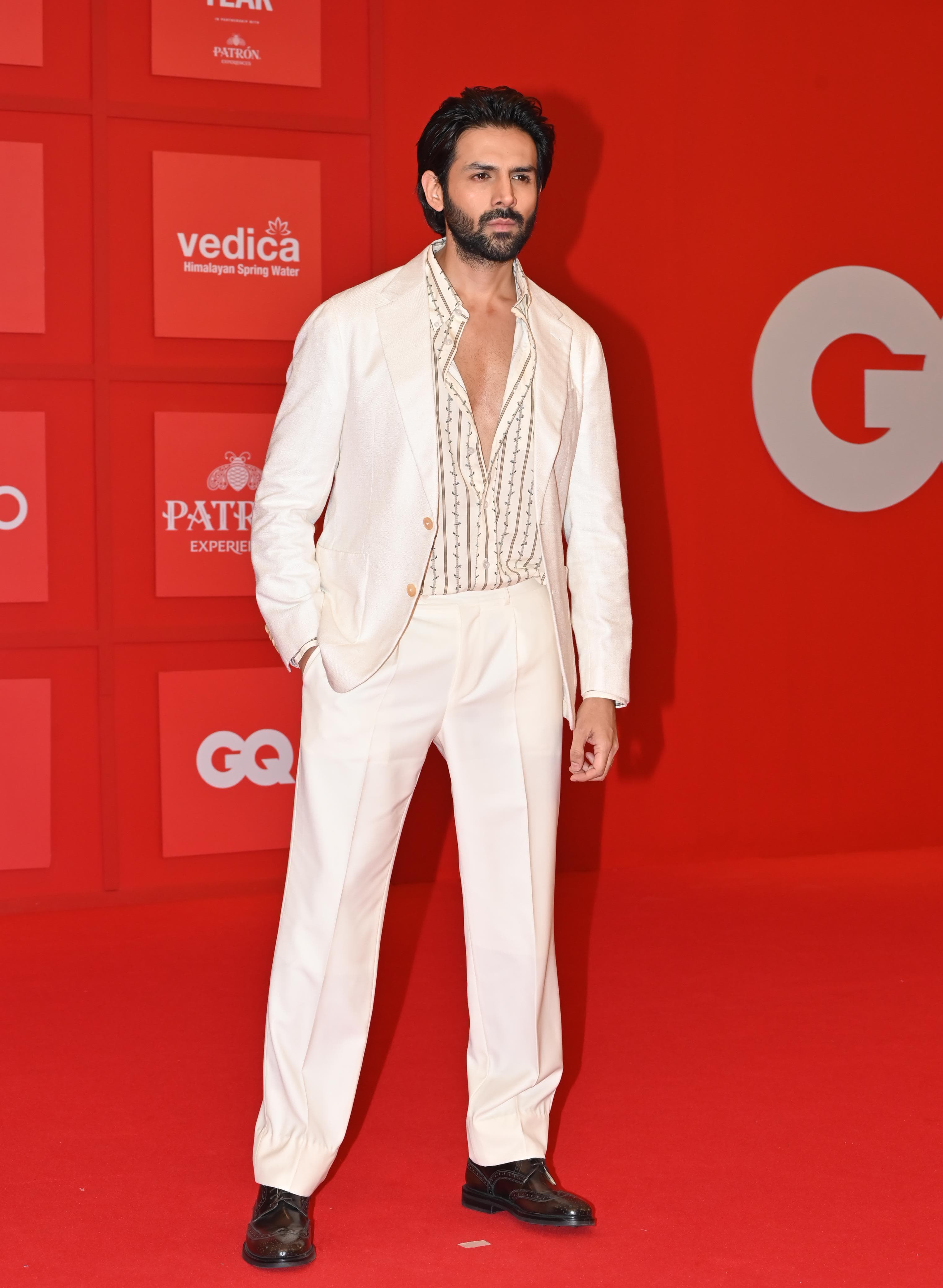 Kartik Aaryan looked smart in a white outfit as he went to attend an event in the city