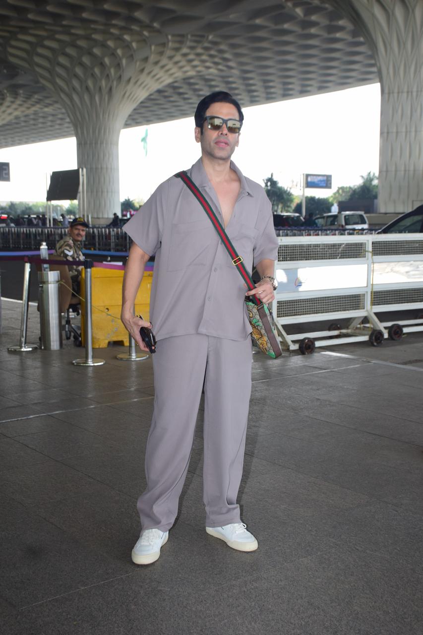 Tusshar Kapoor opted for a grey-on-grey outfit for his airport look