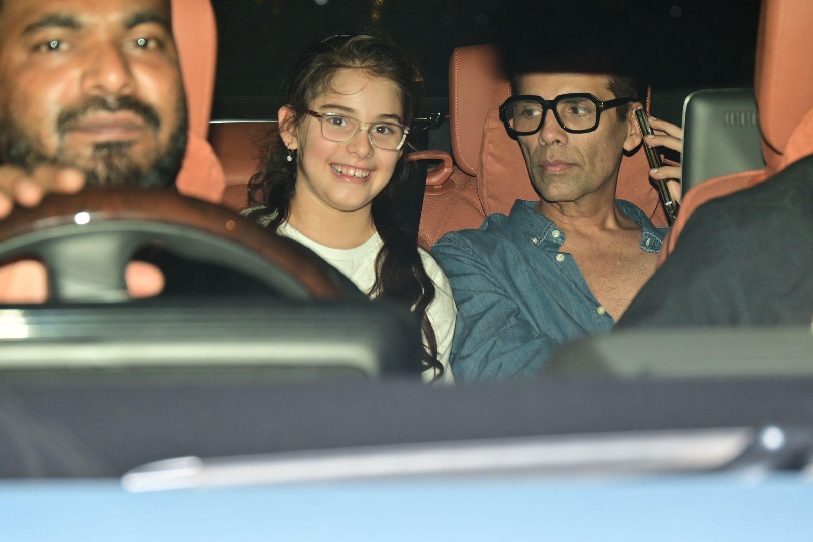 Karan Johar, who is a close friend to both Alia Bhatt and Ranbir Kapoor, went with his twins to attend Raha's birthday
