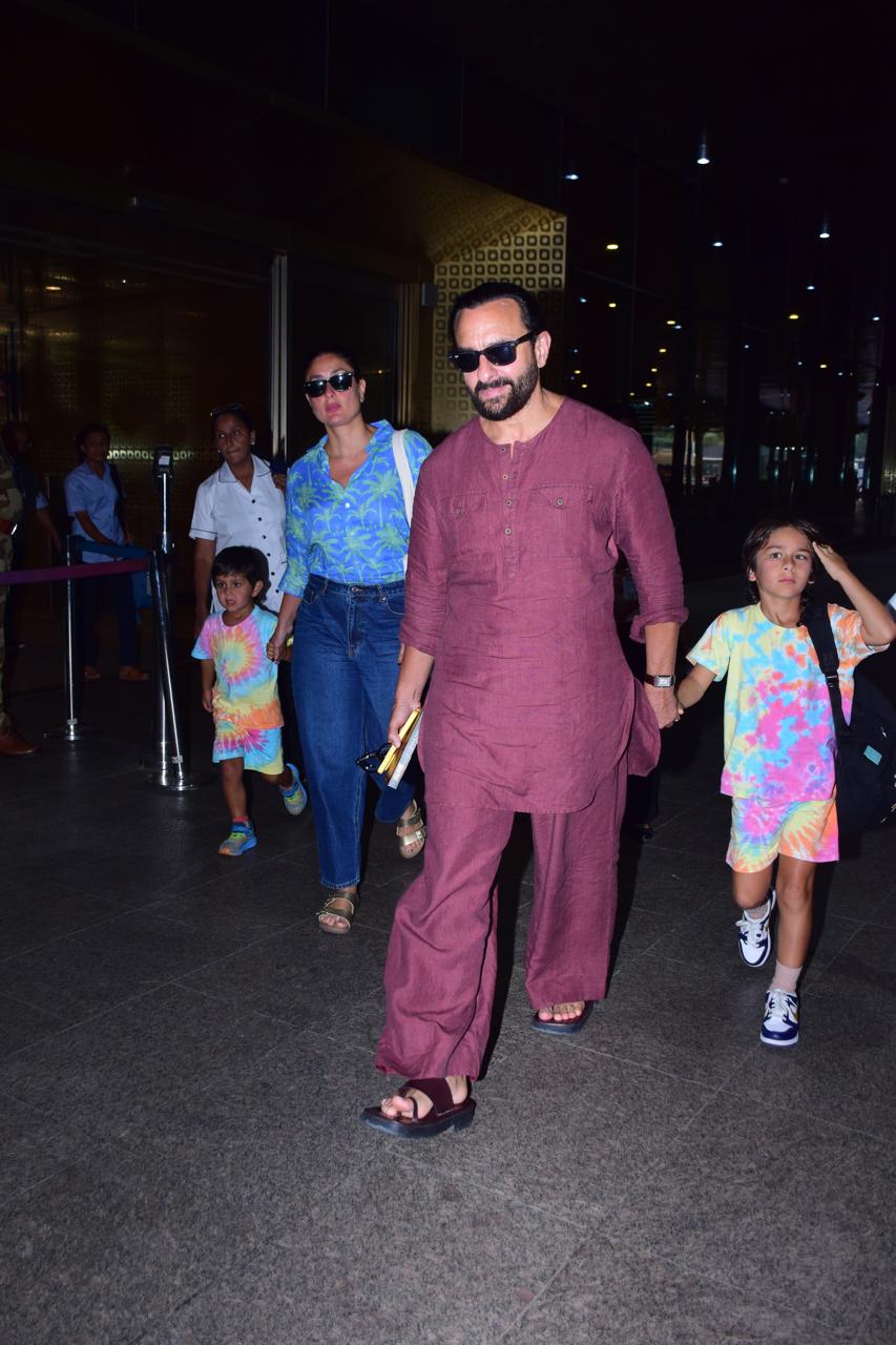 Saif Ali Khan, Kareena Kapoor, Taimur and Jeh were snapped at Mumbai airport