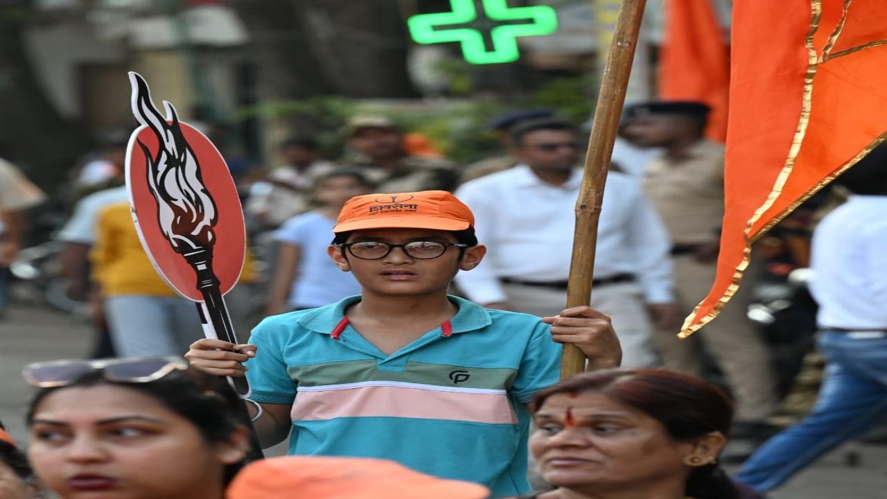 A young UBT supporter at the rally