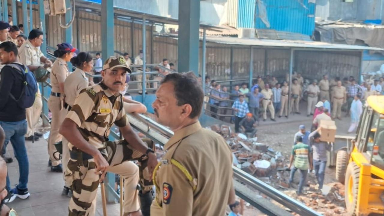 The demolition drive, spanning from the ROB (Road Over Bridge) to L.C Gate 18, was executed to clear unauthorised structures from a stretch of the railway corridor, the officials said