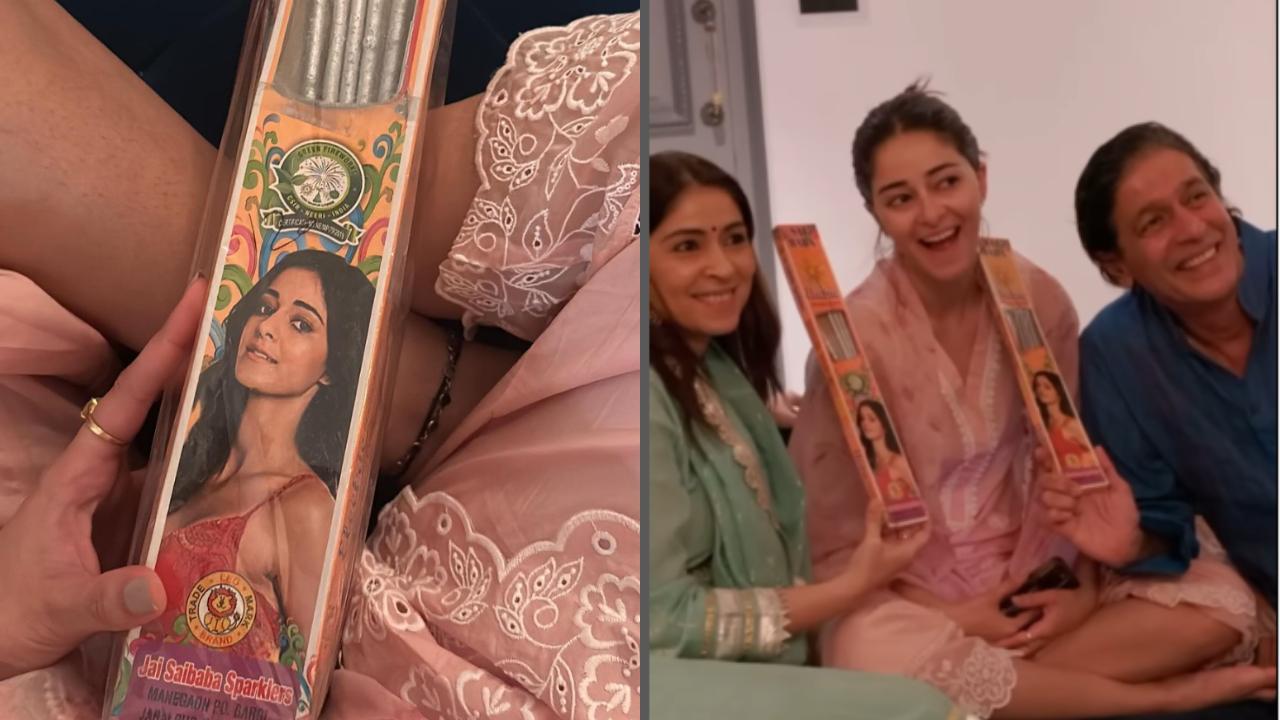 'That's my dream': Ananya Panday shocked on seeing her face on fuljhadi packet, poses with parents
