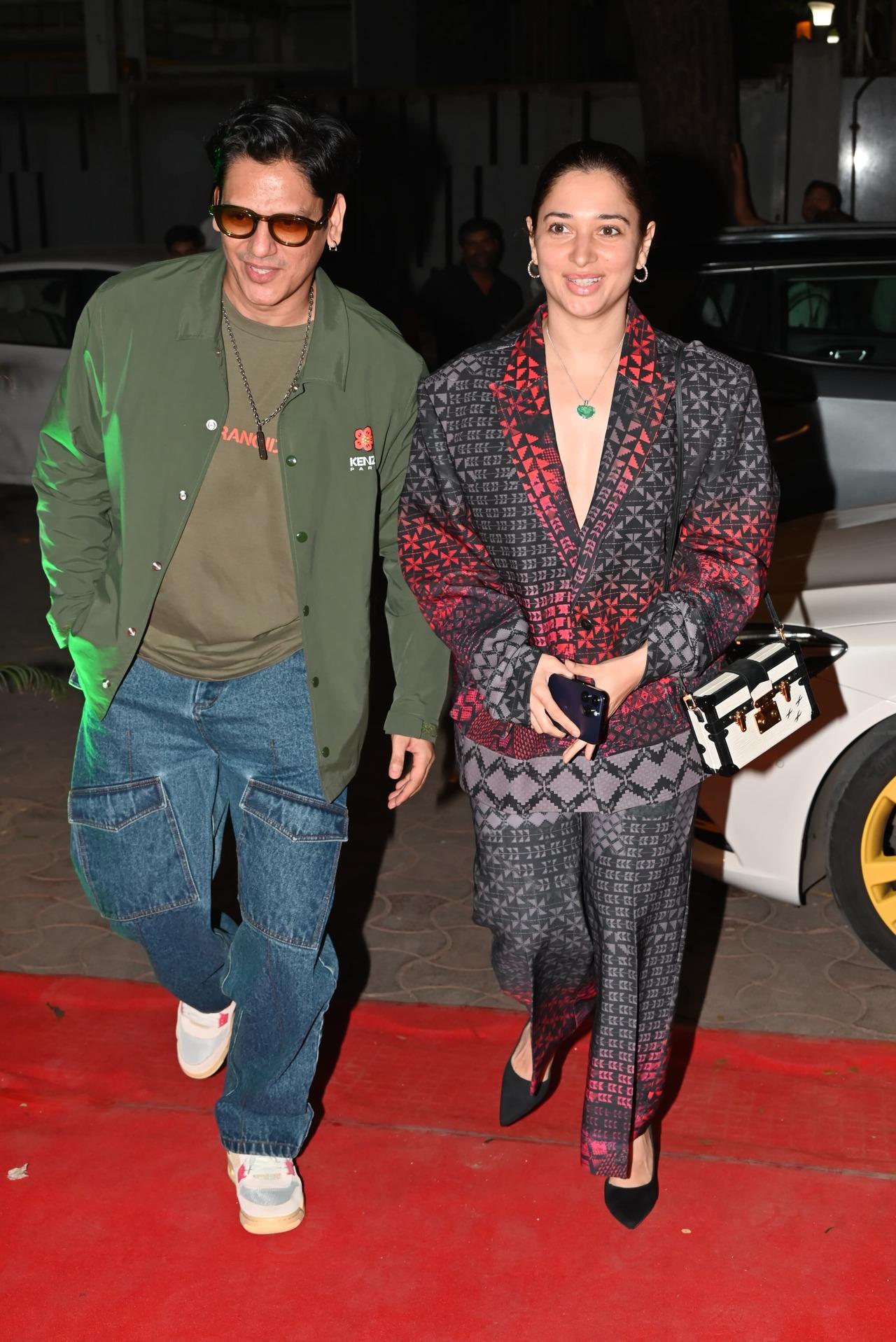 Power couple Vijay Varma and Tamannaah Bhatia also arrived in style for the party.
