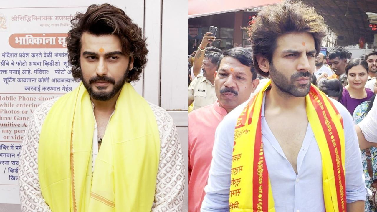 Arjun Kapoor and Kartik Aaryan visit Siddhivinayak temple on film release day