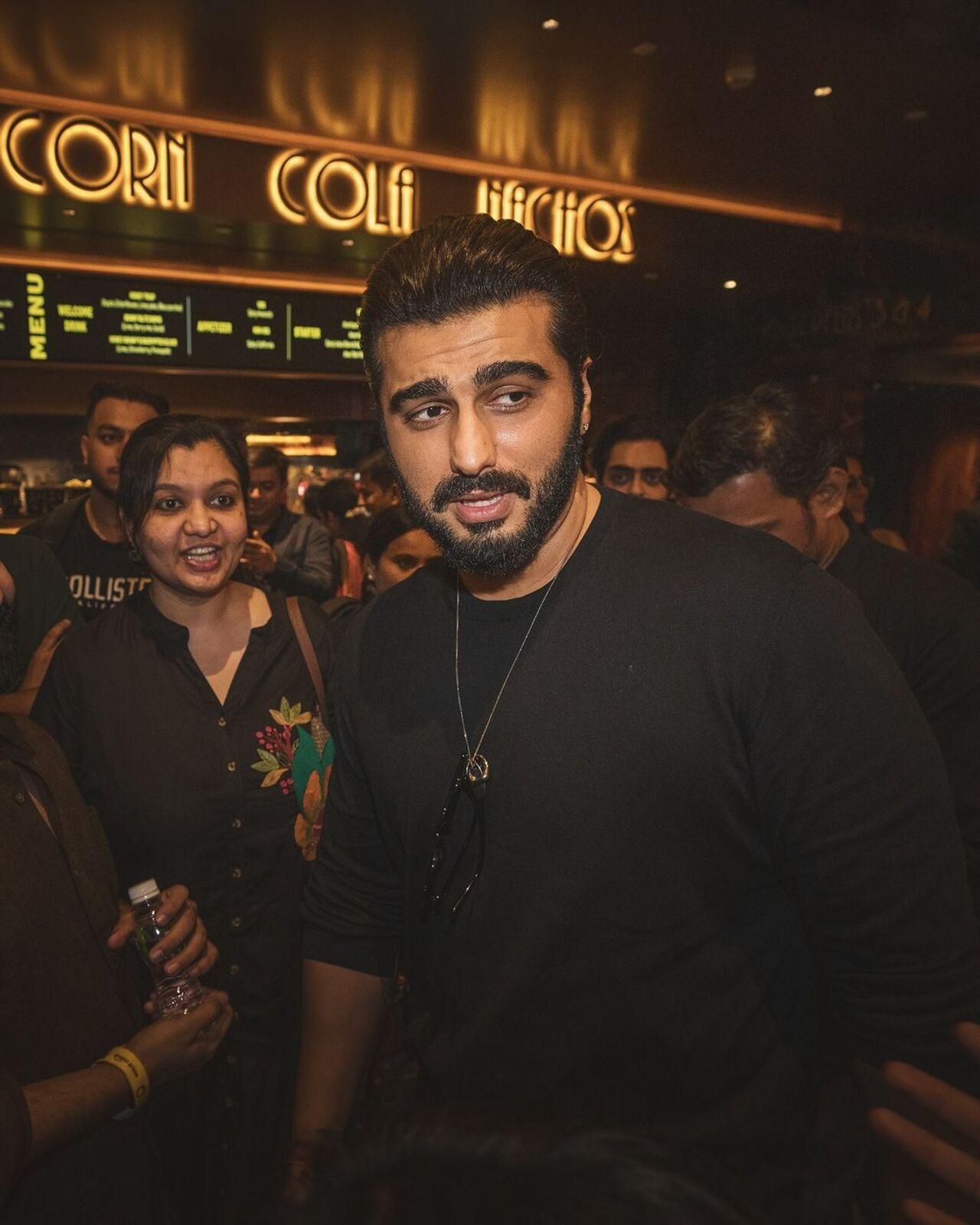 Arjun Kapoor who is basking in the success of Singham Again was seen in all-black outfit for the occasion