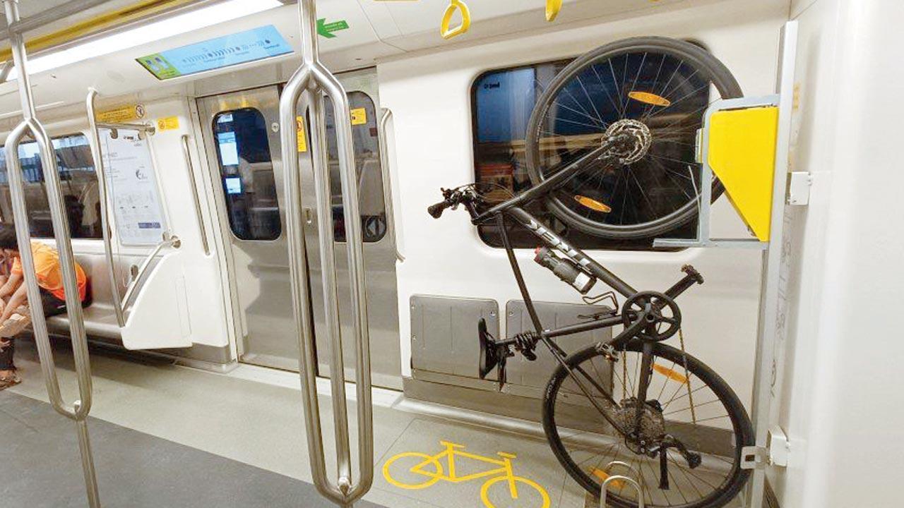 Metro commuters baffled as Aqua line doesn’t allow cycles, other two lines do