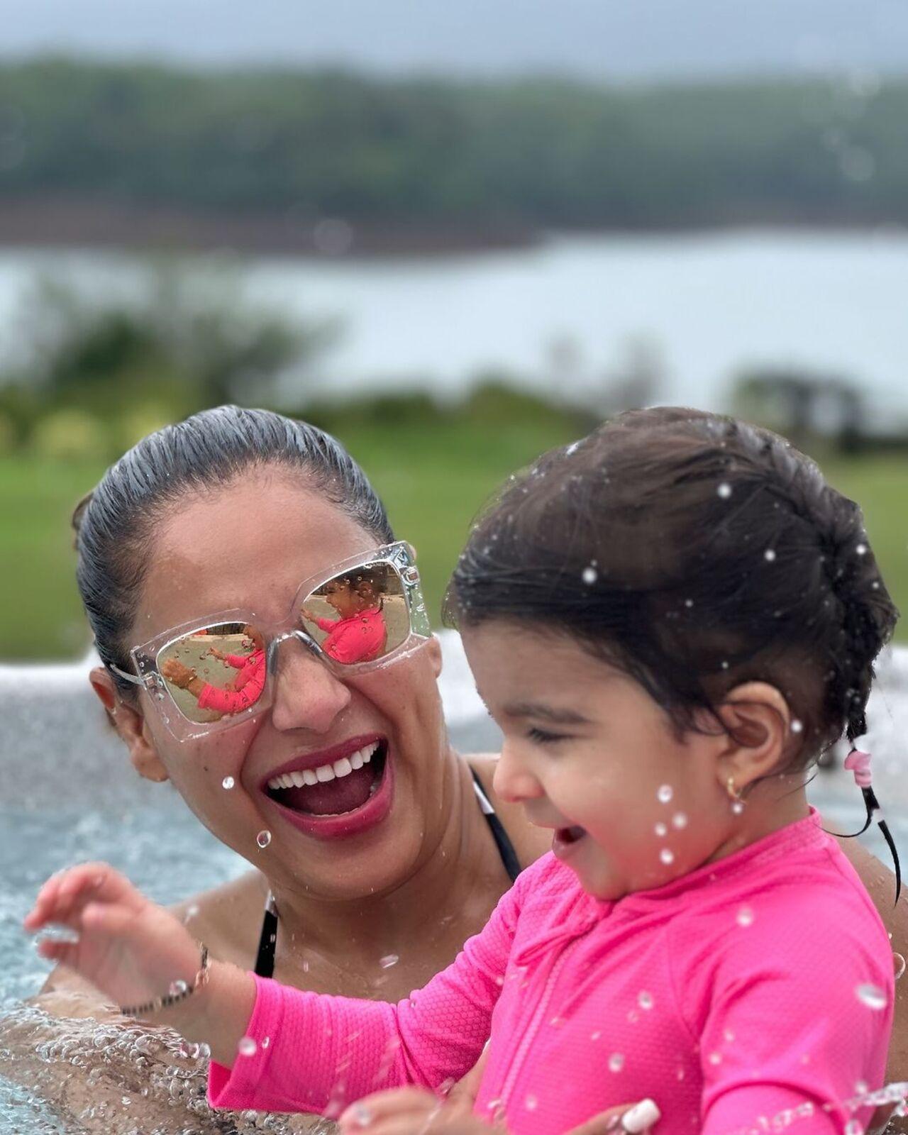 Devi is also a water baby just like her mama.