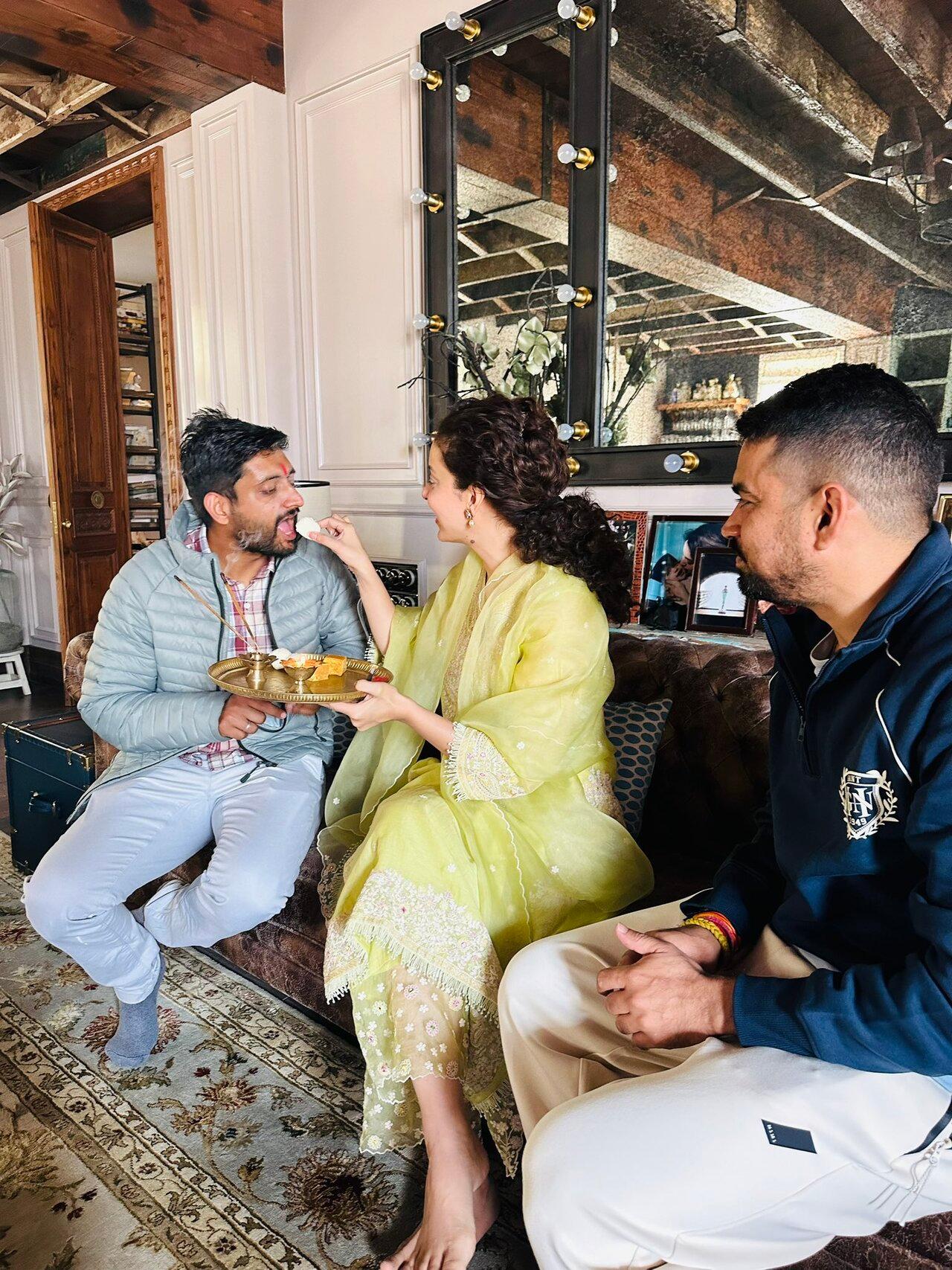 Kangana Ranaut recently shared a heartwarming photo on social media celebrating the festival of Bhai Dooj with her brothers. 